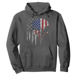 Funny 4th Of July Vintage American Flag Skull Skeleton Hoodie TS11 Dark Heather Print Your Wear