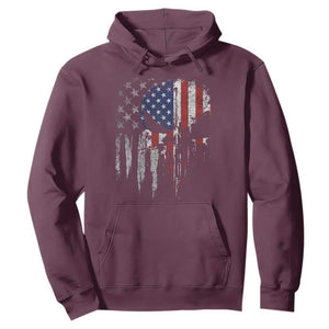Funny 4th Of July Vintage American Flag Skull Skeleton Hoodie TS11 Maroon Print Your Wear