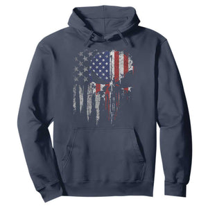 Funny 4th Of July Vintage American Flag Skull Skeleton Hoodie TS11 Navy Print Your Wear