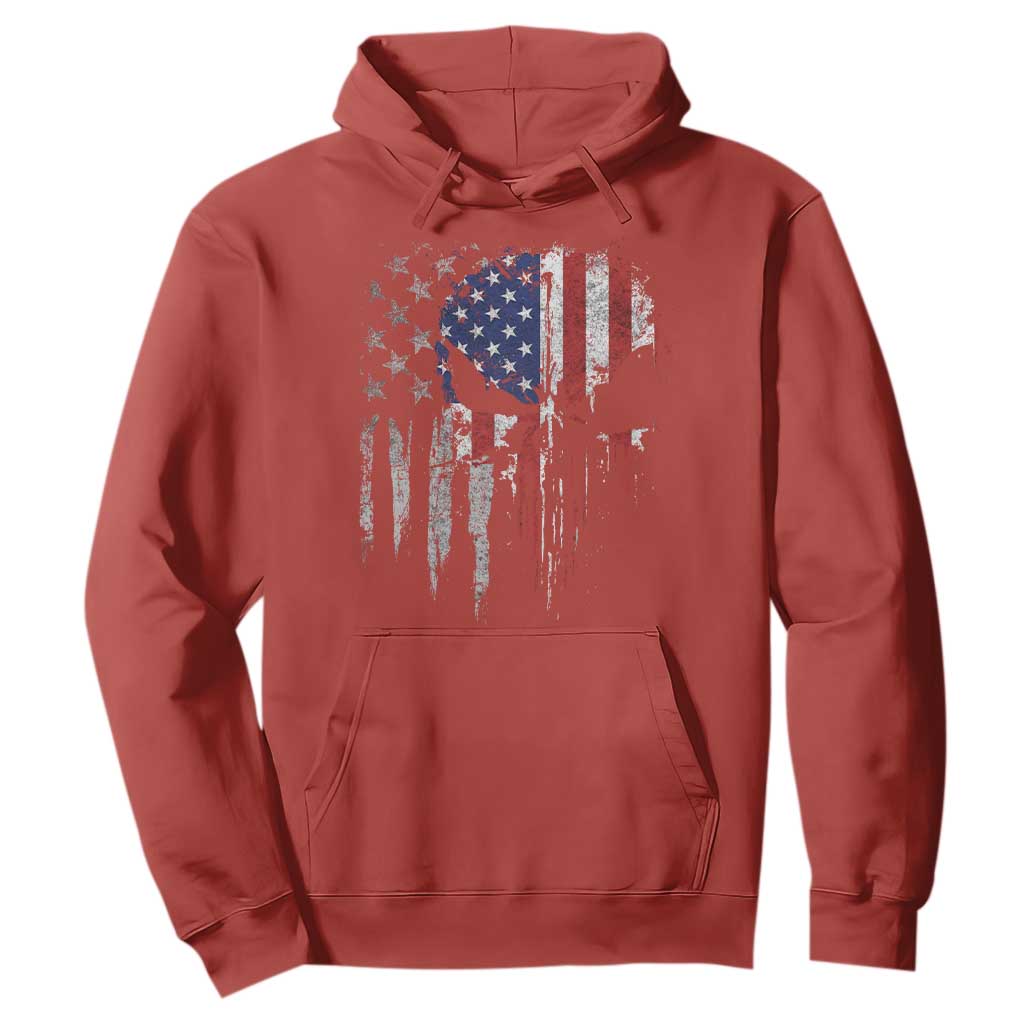 Funny 4th Of July Vintage American Flag Skull Skeleton Hoodie TS11 Red Print Your Wear