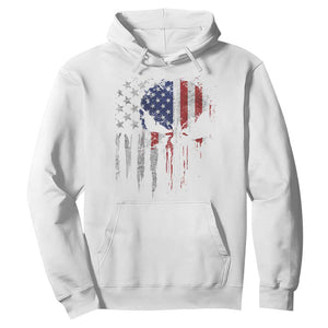Funny 4th Of July Vintage American Flag Skull Skeleton Hoodie TS11 White Print Your Wear