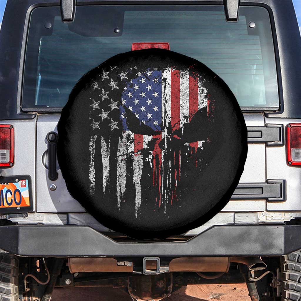 Funny 4th Of July Vintage American Flag Skull Skeleton Spare Tire Cover TS11 No hole Black Print Your Wear