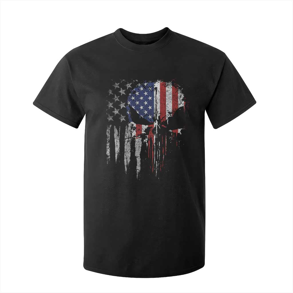 Funny 4th Of July Vintage American Flag Skull Skeleton T Shirt For Kid TS11 Black Print Your Wear