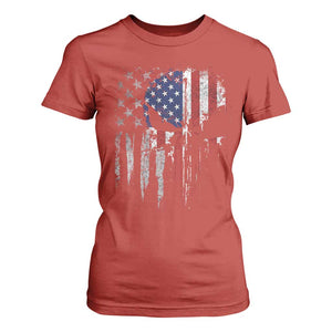 Funny 4th Of July Vintage American Flag Skull Skeleton T Shirt For Women TS11 Red Print Your Wear
