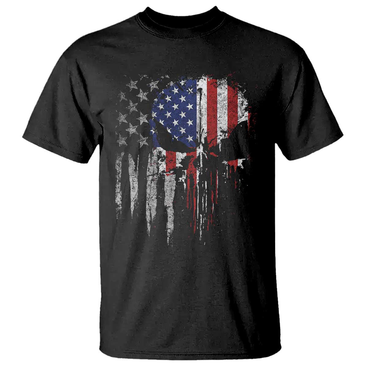 Funny 4th Of July Vintage American Flag Skull Skeleton T Shirt TS11 Black Print Your Wear