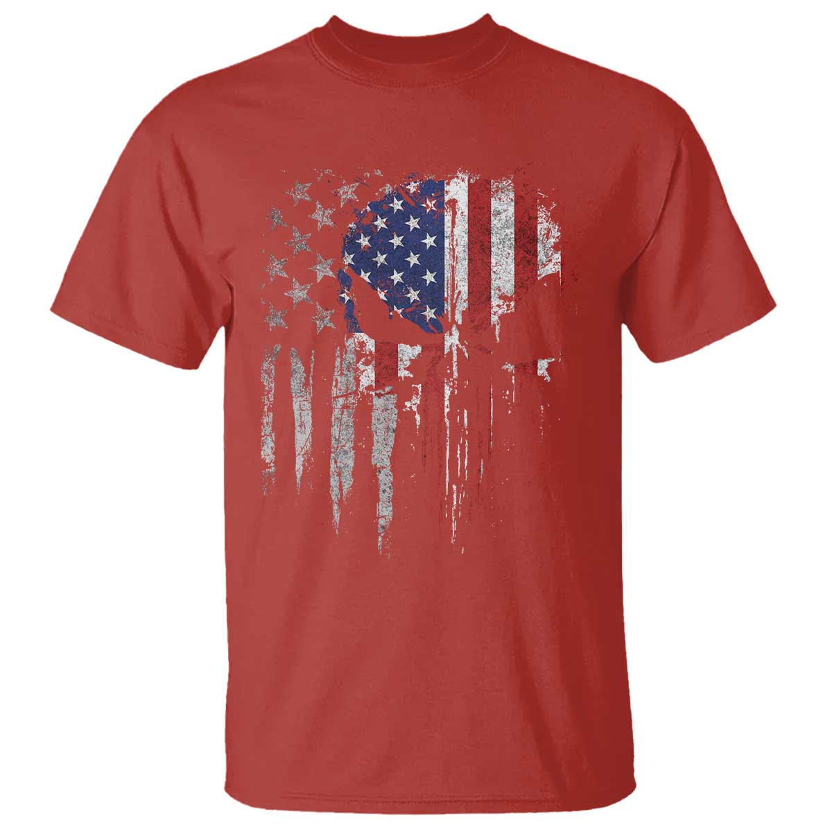 Funny 4th Of July Vintage American Flag Skull Skeleton T Shirt TS11 Red Print Your Wear