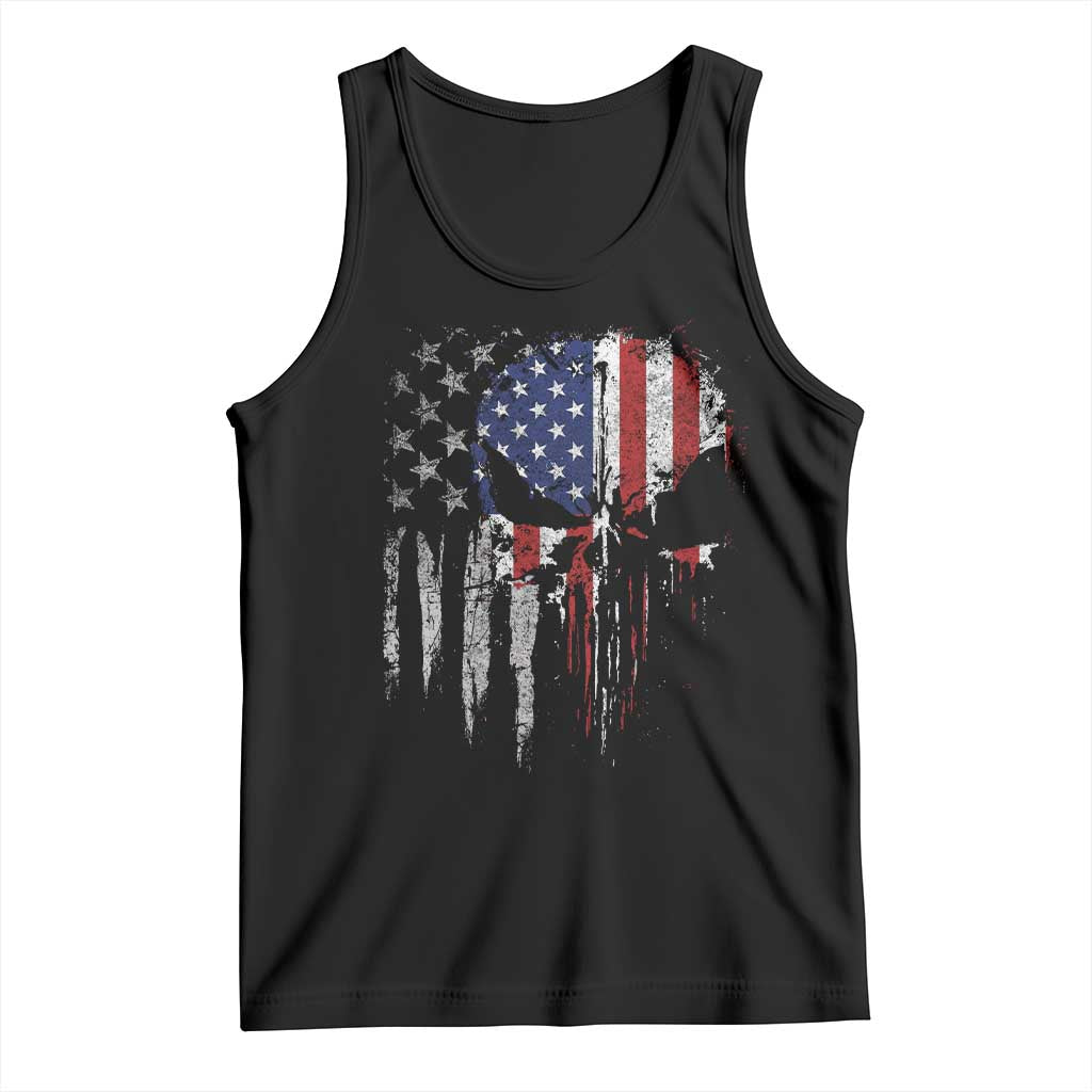 Funny 4th Of July Vintage American Flag Skull Skeleton Tank Top TS11 Black Print Your Wear