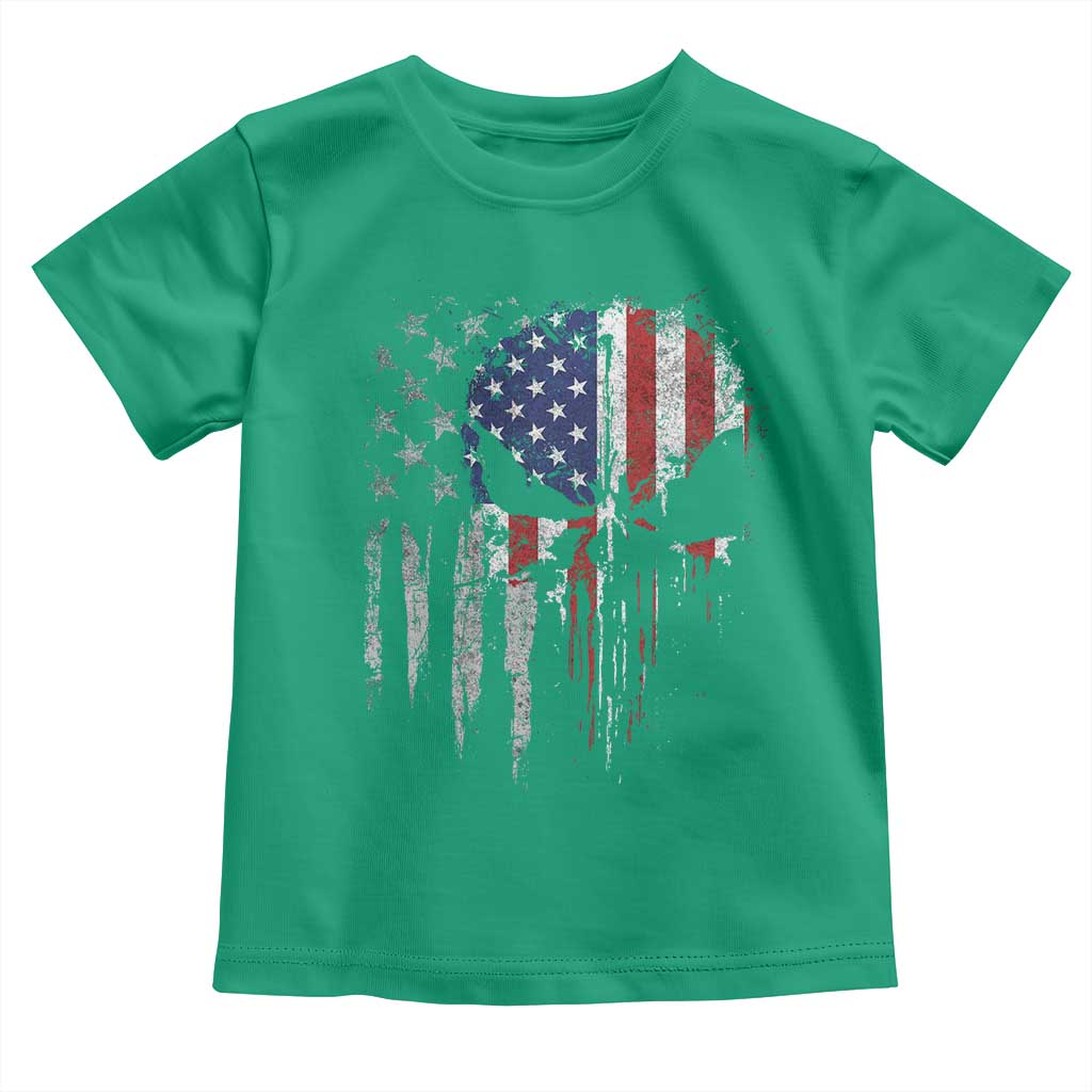 Funny 4th Of July Vintage American Flag Skull Skeleton Toddler T Shirt TS11 Irish Green Print Your Wear