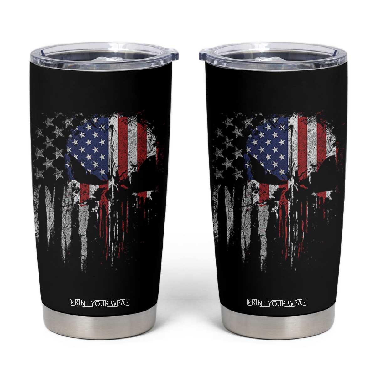 Funny 4th Of July Vintage American Flag Skull Skeleton Tumbler Cup TS11 Black Print Your Wear