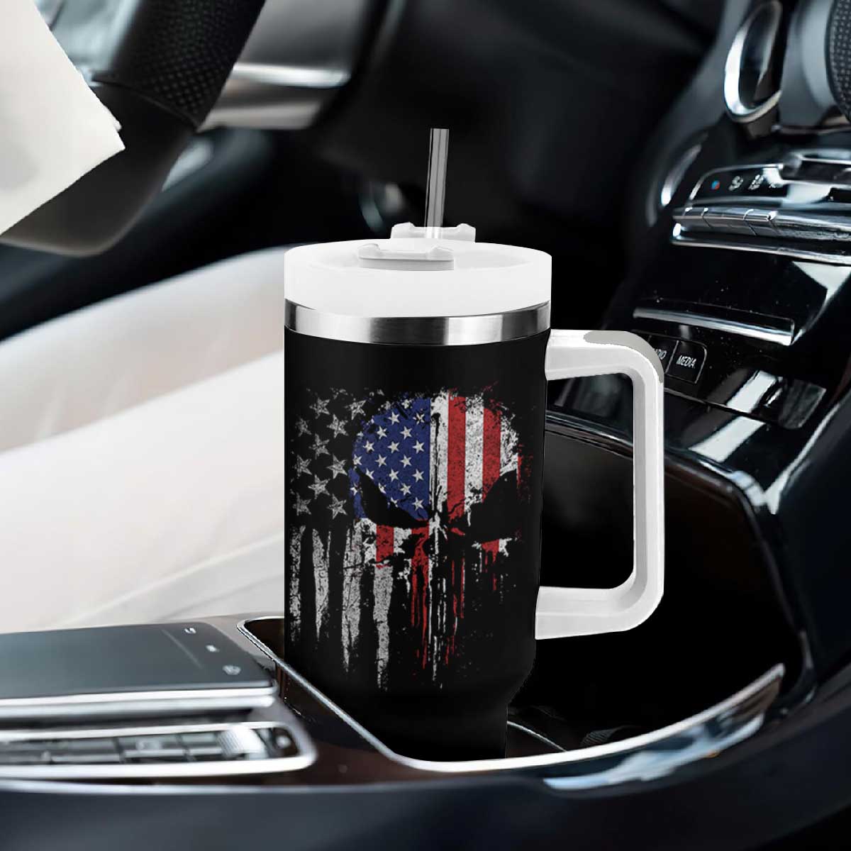 Funny 4th Of July Vintage American Flag Skull Skeleton Tumbler With Handle TS11 Print Your Wear