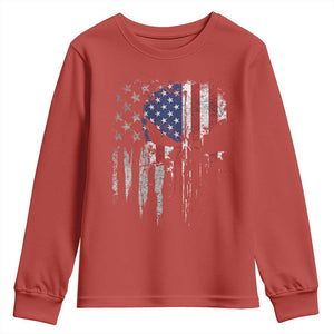 Funny 4th Of July Vintage American Flag Skull Skeleton Youth Sweatshirt TS11 Red Print Your Wear