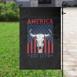 Funny 4th Of July Western Garden Flag America EST 1776 Long Horn Skull TS11 Print Your Wear