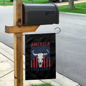 Funny 4th Of July Western Garden Flag America EST 1776 Long Horn Skull TS11 Print Your Wear