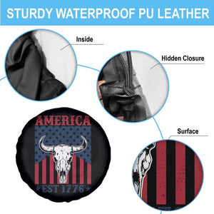 Funny 4th Of July Western Spare Tire Cover America EST 1776 Long Horn Skull TS11 Print Your Wear