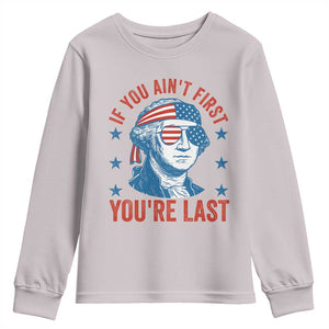 Funny 4th Of July Youth Sweatshirt George Washington Stay Strapped Or Get Clapped TS10 Ice Gray Print Your Wear