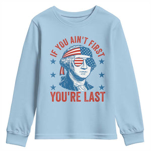 Funny 4th Of July Youth Sweatshirt George Washington Stay Strapped Or Get Clapped TS10 Light Blue Print Your Wear