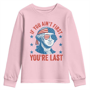 Funny 4th Of July Youth Sweatshirt George Washington Stay Strapped Or Get Clapped TS10 Light Pink Print Your Wear
