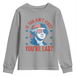 Funny 4th Of July Youth Sweatshirt George Washington Stay Strapped Or Get Clapped TS10 Sport Gray Print Your Wear
