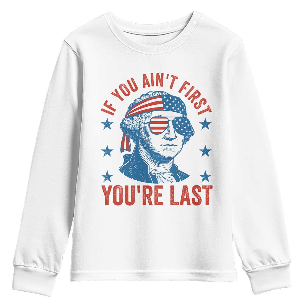 Funny 4th Of July Youth Sweatshirt George Washington Stay Strapped Or Get Clapped TS10 White Print Your Wear