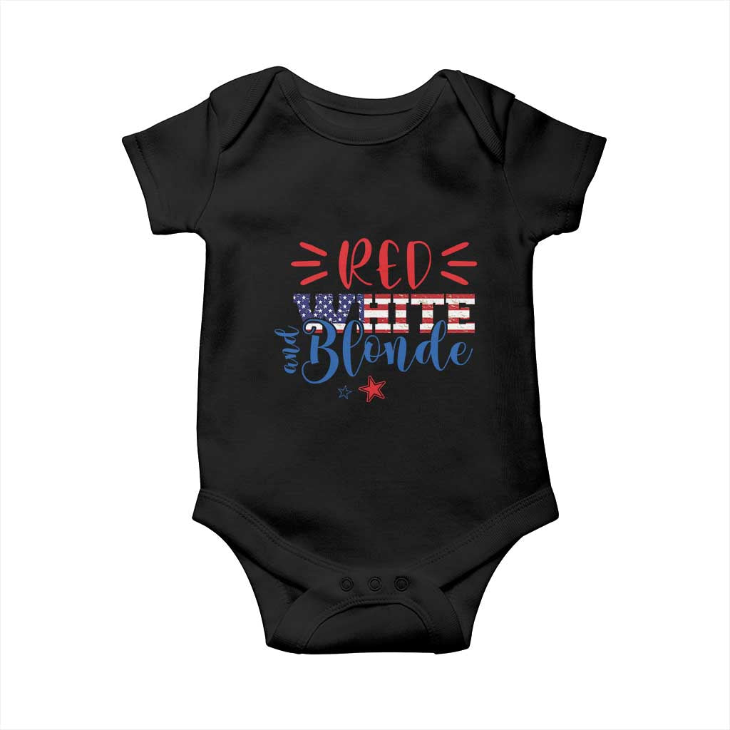 Funny 4th Of july Red White And Blonde Baby Onesie Patriotic American Flag TS11 Black Print Your Wear