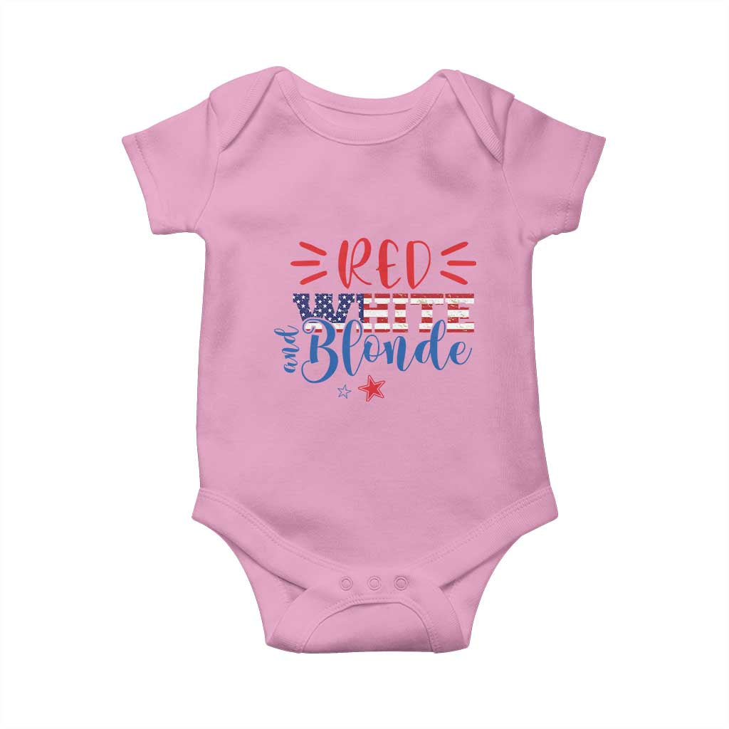 Funny 4th Of july Red White And Blonde Baby Onesie Patriotic American Flag TS11 Light Pink Print Your Wear