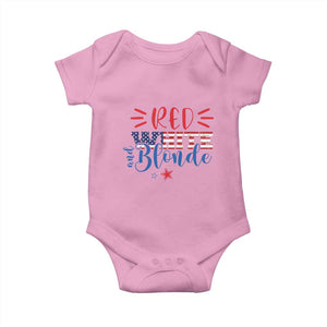 Funny 4th Of july Red White And Blonde Baby Onesie Patriotic American Flag TS11 Light Pink Print Your Wear