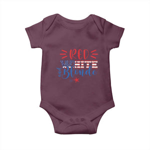 Funny 4th Of july Red White And Blonde Baby Onesie Patriotic American Flag TS11 Maroon Print Your Wear