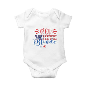 Funny 4th Of july Red White And Blonde Baby Onesie Patriotic American Flag TS11 White Print Your Wear