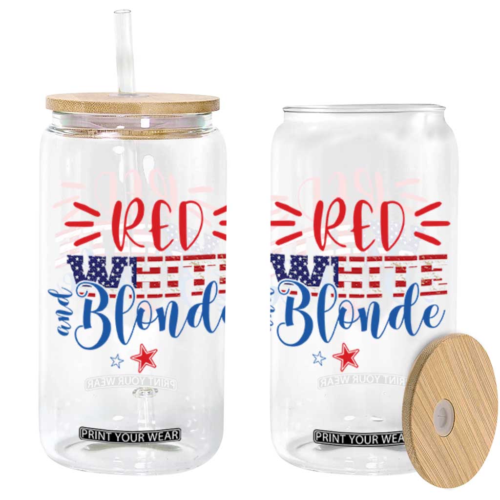 Funny 4th Of july Red White And Blonde Glass Can Patriotic American Flag TS11 Black Print Your Wear