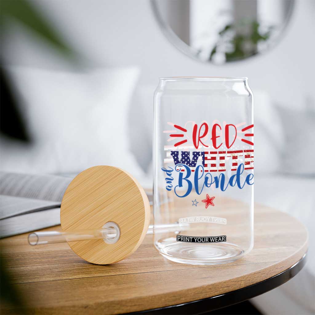 Funny 4th Of july Red White And Blonde Glass Can Patriotic American Flag TS11 Print Your Wear