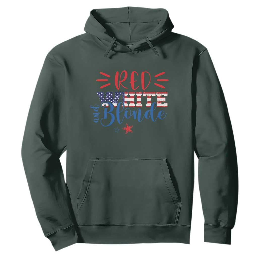 Funny 4th Of july Red White And Blonde Hoodie Patriotic American Flag TS11 Dark Forest Green Print Your Wear