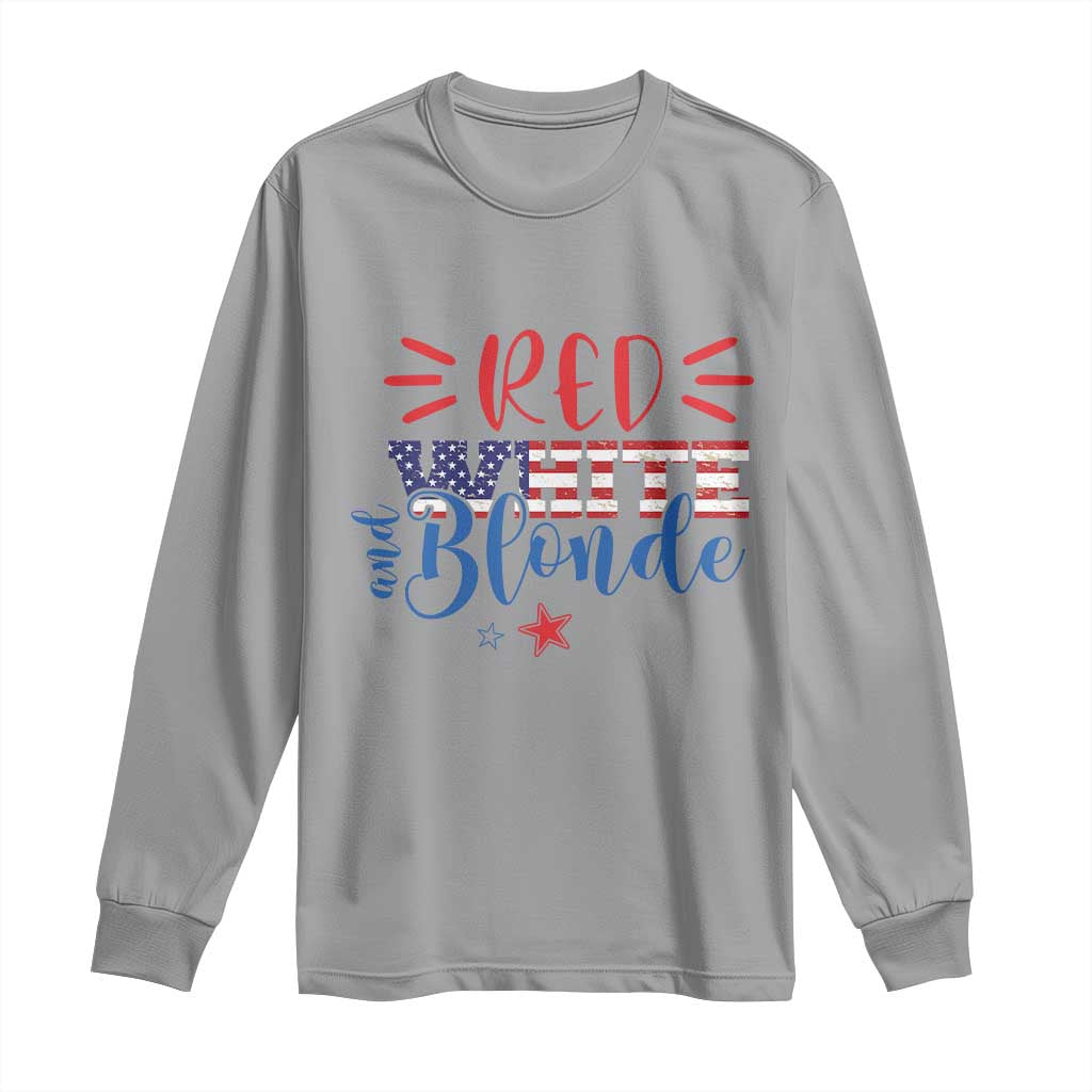Funny 4th Of july Red White And Blonde Long Sleeve Shirt Patriotic American Flag TS11 Sport Gray Print Your Wear