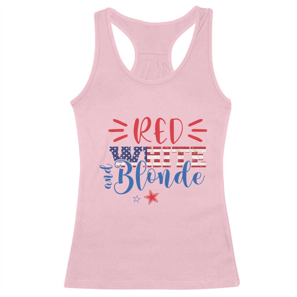 Funny 4th Of july Red White And Blonde Racerback Tank Top Patriotic American Flag TS11 Light Pink Print Your Wear