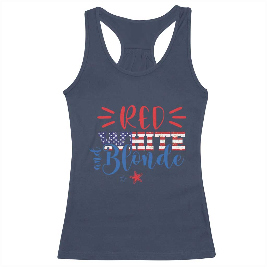Funny 4th Of july Red White And Blonde Racerback Tank Top Patriotic American Flag TS11 Navy Print Your Wear