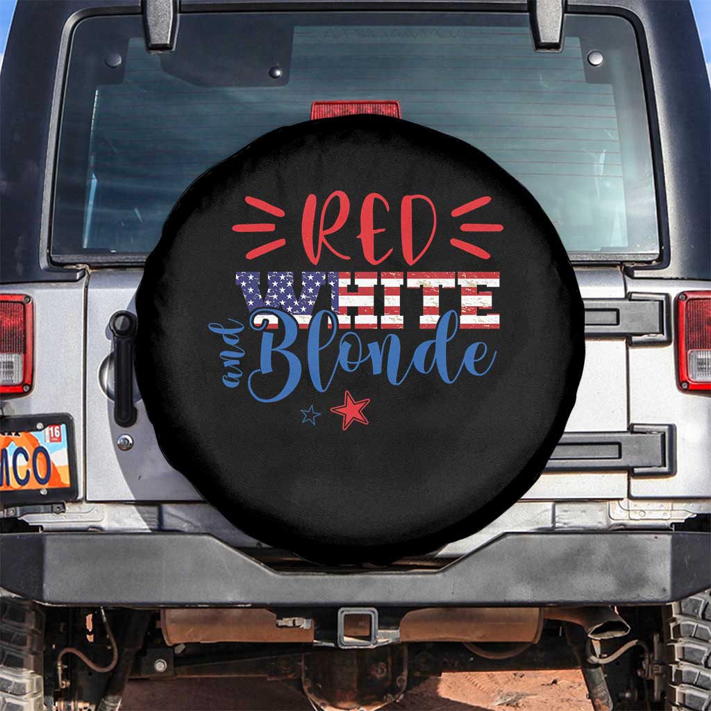 Funny 4th Of july Red White And Blonde Spare Tire Cover Patriotic American Flag TS11 No hole Black Print Your Wear