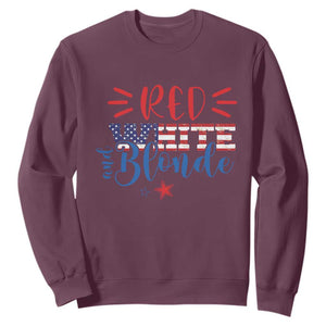 Funny 4th Of july Red White And Blonde Sweatshirt Patriotic American Flag TS11 Maroon Print Your Wear