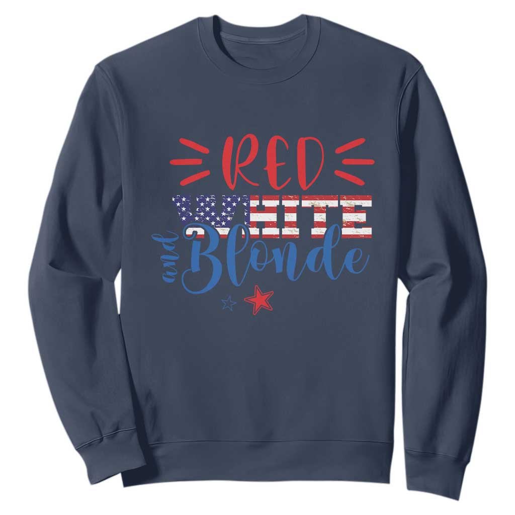 Funny 4th Of july Red White And Blonde Sweatshirt Patriotic American Flag TS11 Navy Print Your Wear
