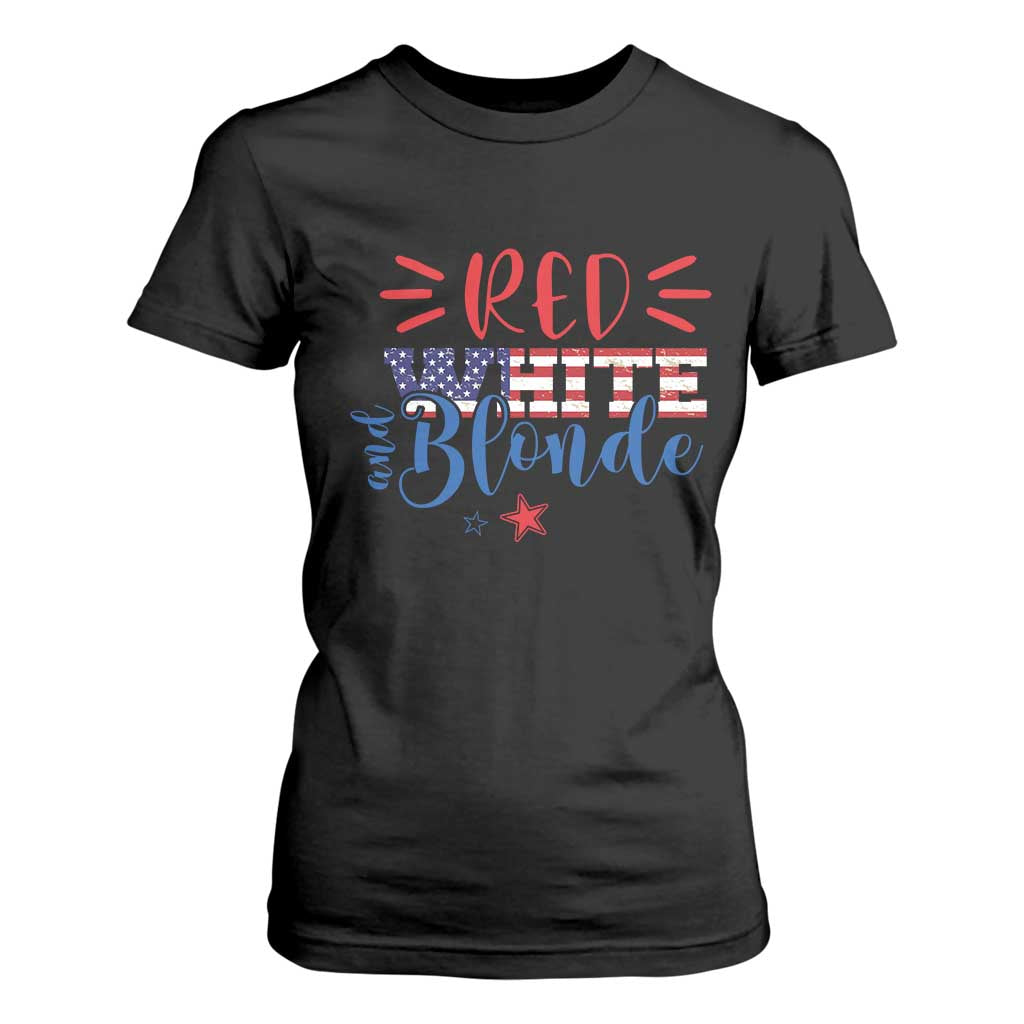 Funny 4th Of july Red White And Blonde T Shirt For Women Patriotic American Flag TS11 Black Print Your Wear