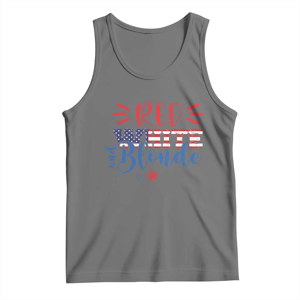 Funny 4th Of july Red White And Blonde Tank Top Patriotic American Flag TS11 Black Heather Print Your Wear