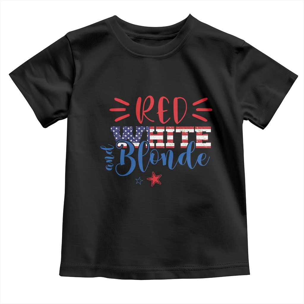 Funny 4th Of july Red White And Blonde Toddler T Shirt Patriotic American Flag TS11 Black Print Your Wear