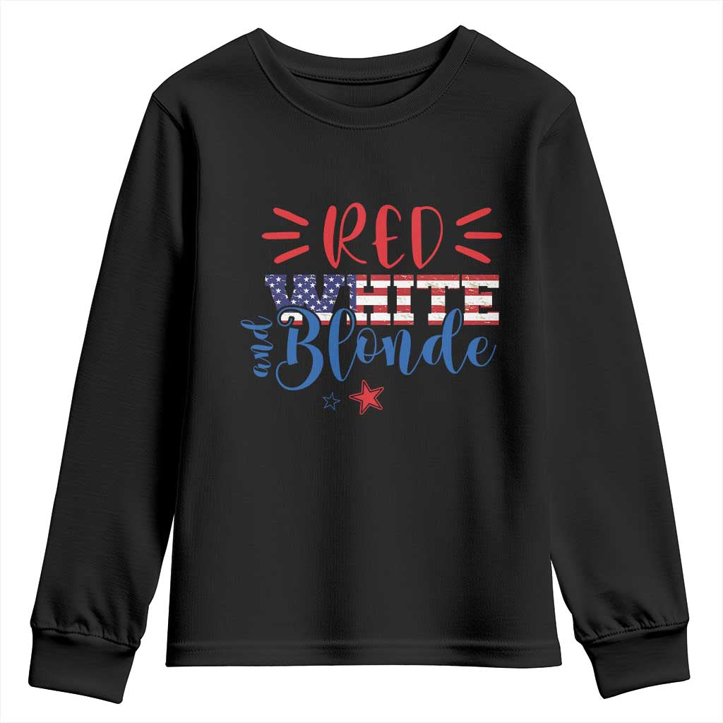 Funny 4th Of july Red White And Blonde Youth Sweatshirt Patriotic American Flag TS11 Black Print Your Wear