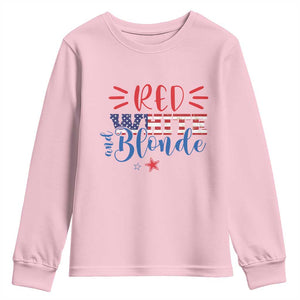 Funny 4th Of july Red White And Blonde Youth Sweatshirt Patriotic American Flag TS11 Light Pink Print Your Wear