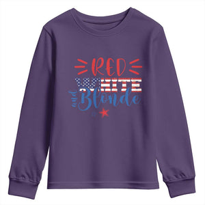 Funny 4th Of july Red White And Blonde Youth Sweatshirt Patriotic American Flag TS11 Purple Print Your Wear