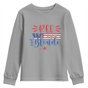 Funny 4th Of july Red White And Blonde Youth Sweatshirt Patriotic American Flag TS11 Sport Gray Print Your Wear