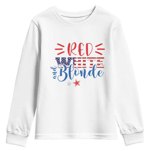 Funny 4th Of july Red White And Blonde Youth Sweatshirt Patriotic American Flag TS11 White Print Your Wear