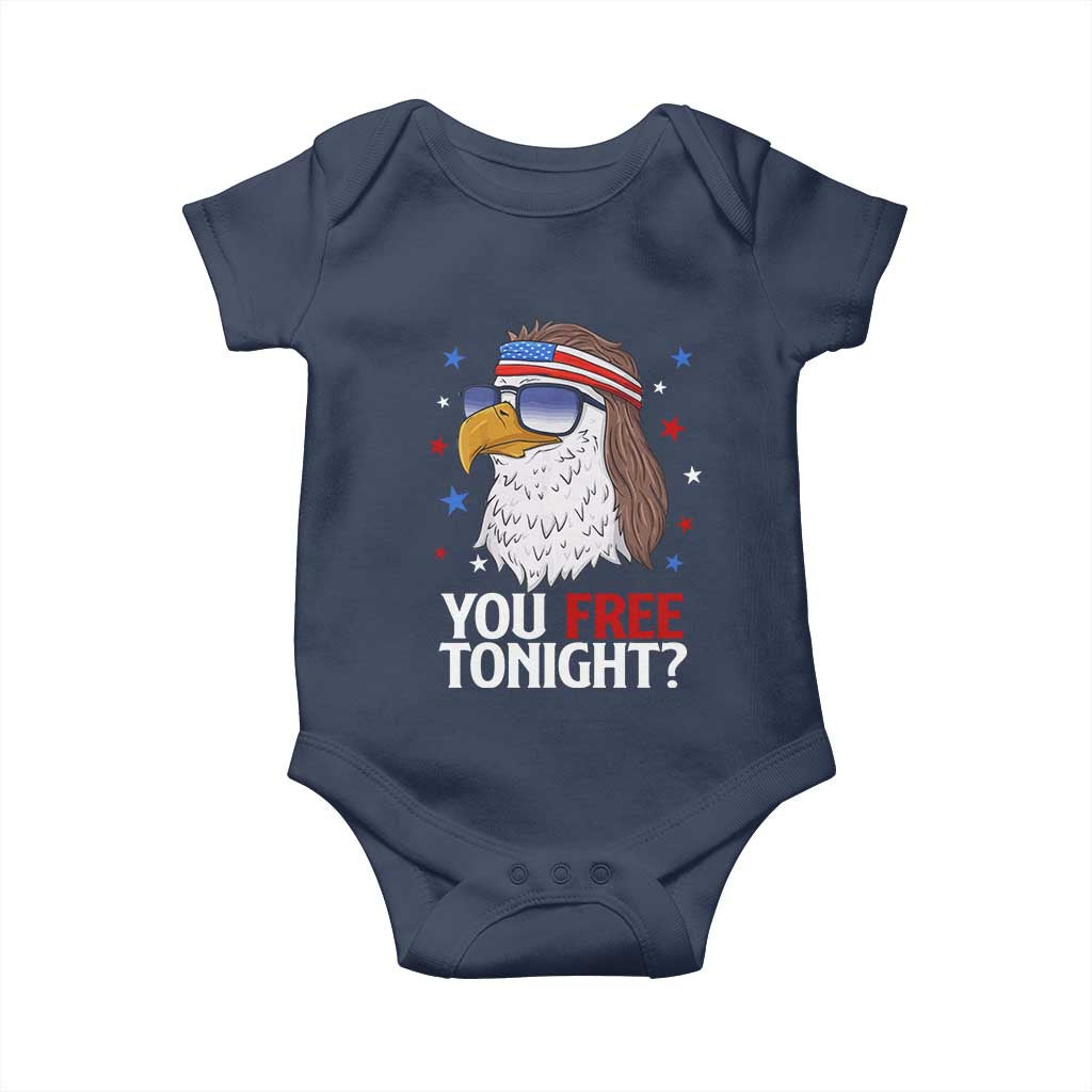 Funny 4th of July Baby Onesie Patriotic Bald Eagle You Free Tonight TS10 Navy Print Your Wear