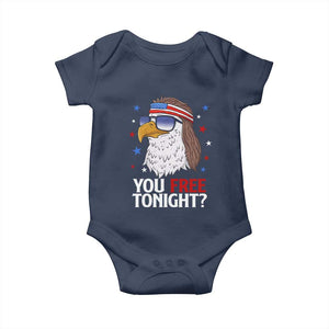 Funny 4th of July Baby Onesie Patriotic Bald Eagle You Free Tonight TS10 Navy Print Your Wear