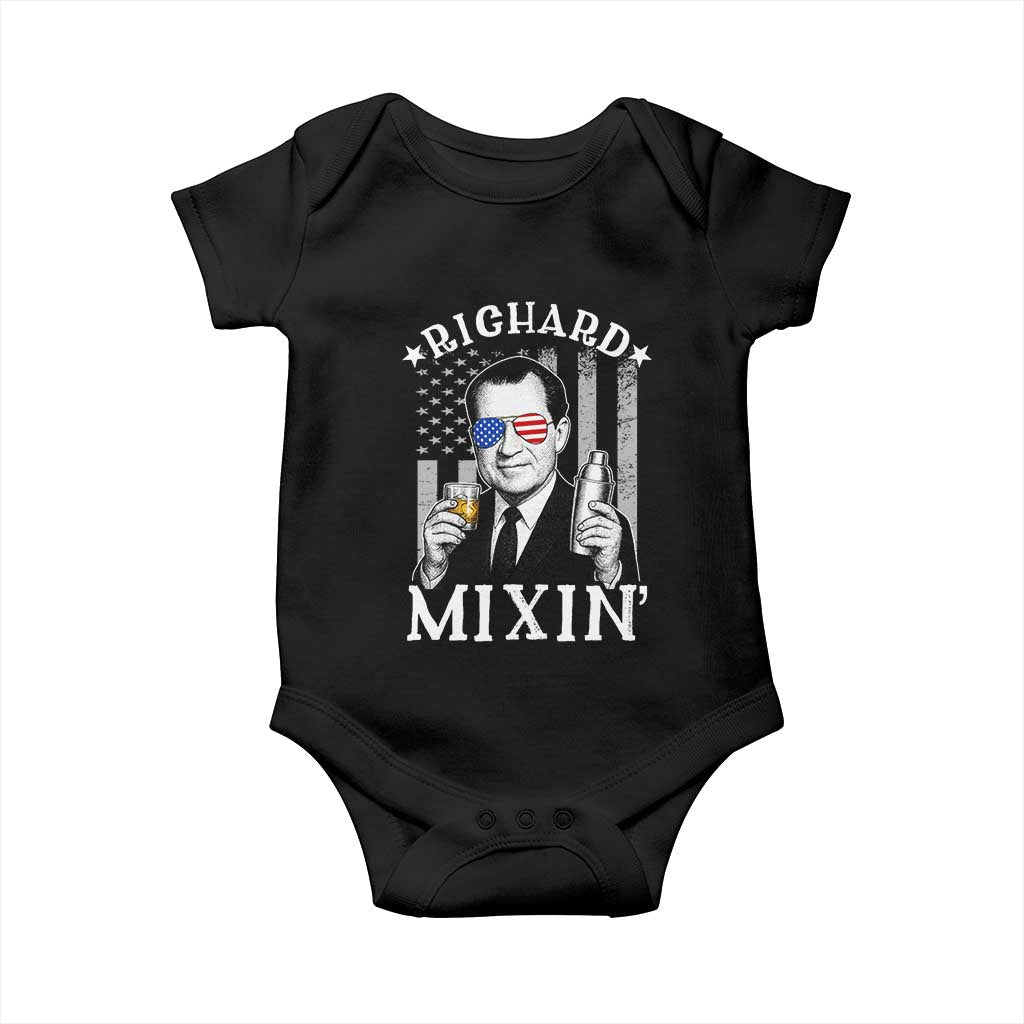 Funny 4th of July Baby Onesie Richard Mixin Patriotic Nixon Bartender American Flag TS10 Black Print Your Wear