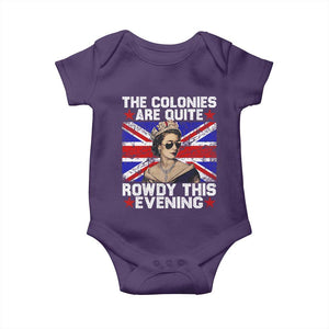 Funny 4th of July Baby Onesie The Colonies Are Quite Rowdy This Evening British Queen TS10 Purple Print Your Wear