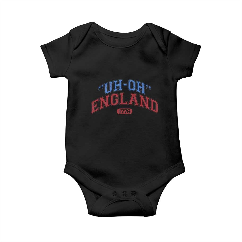 Funny 4th of July Baby Onesie Uh Oh England 1776 TS10 Black Print Your Wear